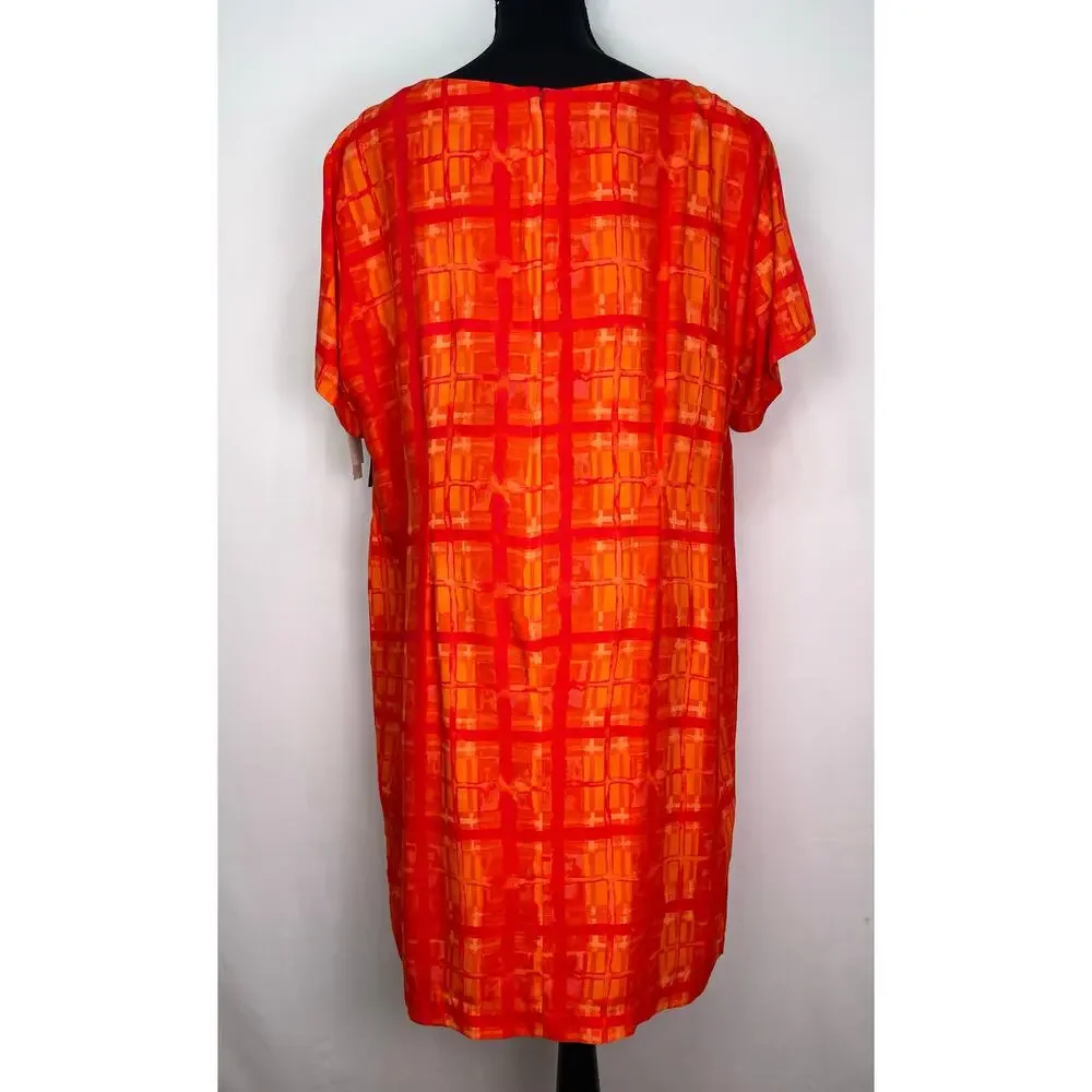 NWT Rabbit Rabbit Rabbit Designs 18W Bright Orange Short Sleeve Dress - Picture 3 of 11